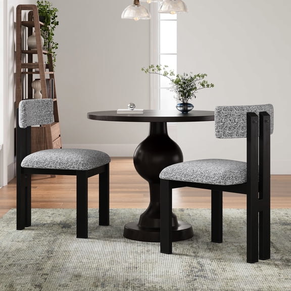 2 Upholstered Armless Dining Chairs, Black White - Construction For Lasting Use Black white Chairs With Metal Legs, Pair Long-term
