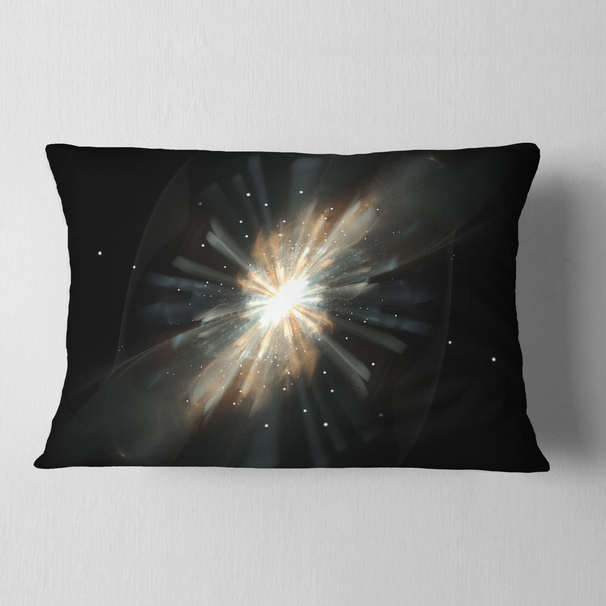 Designart Fractal Star Galaxy - Abstract Throw Pillow - 12x20