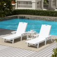 thumbnail image 2 of Bayport Ensemble de 3 Pcs de Chaises Longues/table Inclinables en Plastique HDPE pour Extérieur Blanc, 2 of 6