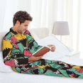 thumbnail image 6 of Yiaed Angry Shark Pattern Print Men’s Pajamas Set - Long Sleeve Button Down Sleep Shirt and Pajama Bottoms Sleepwear Set Mens Pjs Sets Men's Pajama Bottoms-Small, 6 of 7