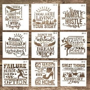DIY Decorative Reusable Home Letter Stencil Template for DIY Crafts Scrabooking Painting on Cake, Wood,Canvas,Floor,Wall,Tile ( 5.9 x 5.9 Inch), Set of 9