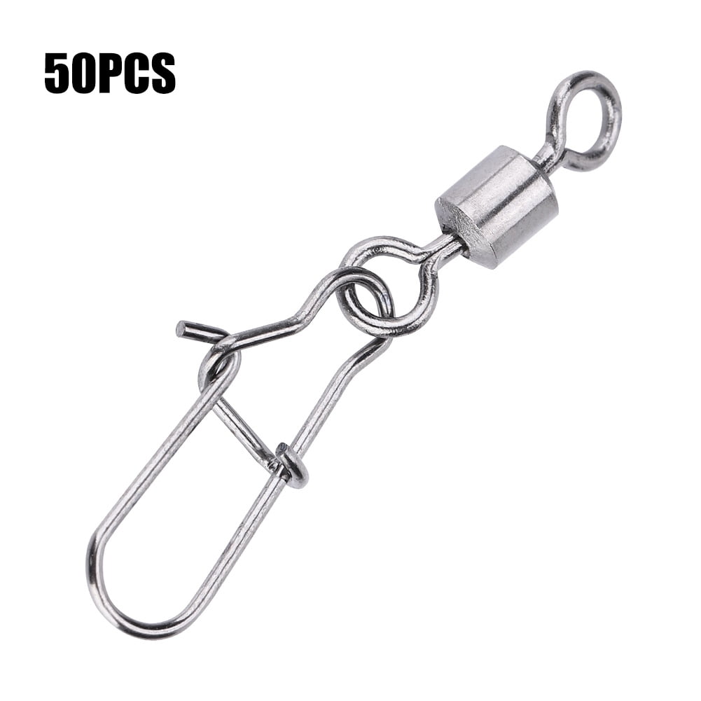 Details about   50pcs Fishing Rolling Swivel with Hanging Snap Stainless Steel Connector 