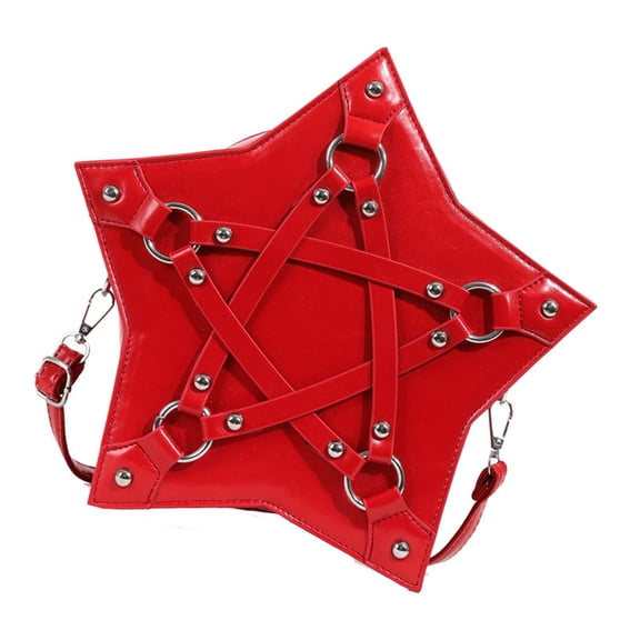 Motorcycle Star Shape Crossbody Bag with Adjustable Strap for Women Punk PU Leather Rivets Studded Shoulder Bag Purse