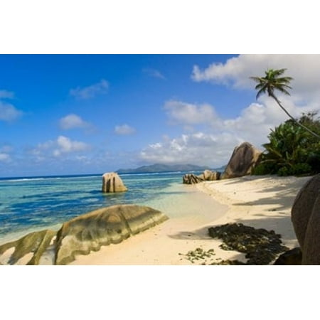Rock formations La Digue Island Seychelles Stretched Canvas - Alison Wright  DanitaDelimont (17 x
