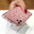 thumbnail image 1 of iPhone 13 Pro Bling Glitter Case for Women Cute Diamond Rhinestone with Shiny Sparkly Sticker Skin Plating Metal Bumper Frame Edge Protective Cover Girly Fashion Luxury Case Rose Gold, 1 of 15