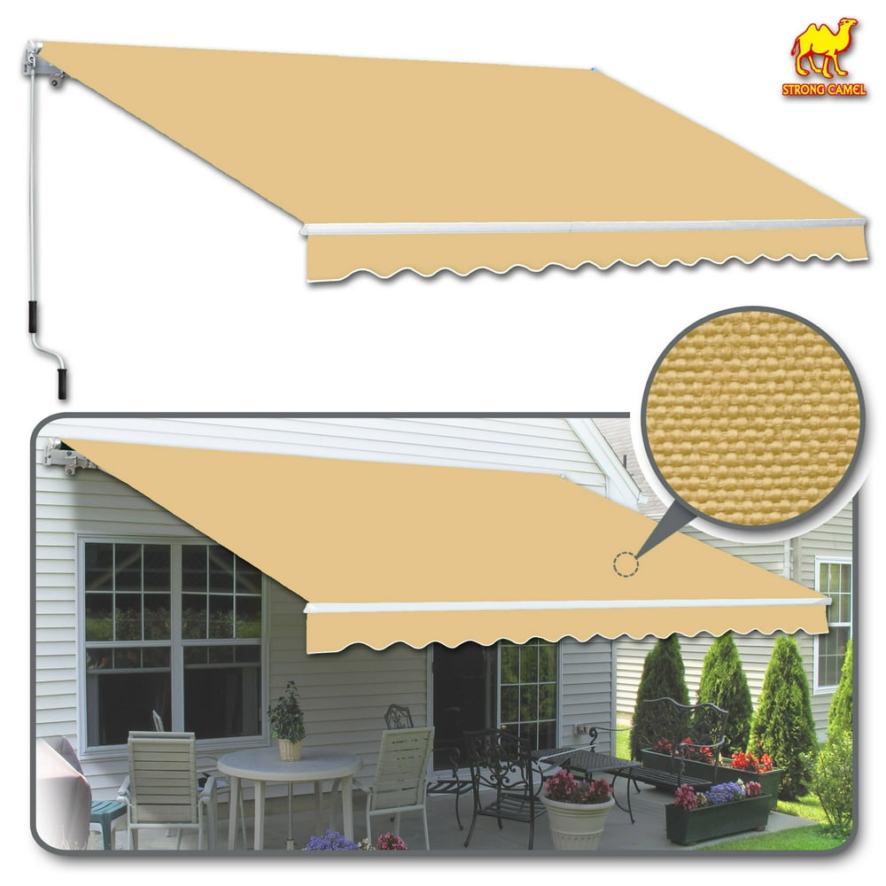 Strong Camel 12' x 8' Manual Yard Retractable Patio Deck Awning Cover ...