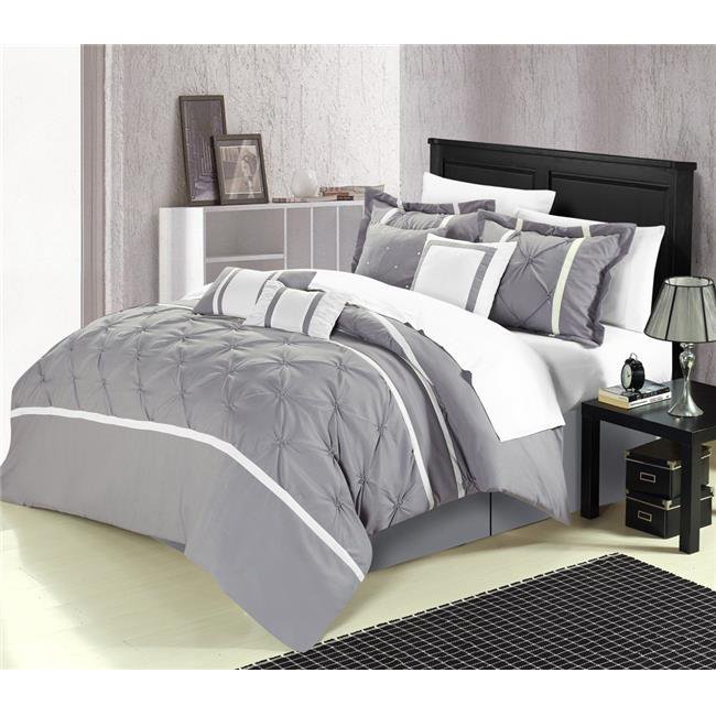 127160Q06US Vermont Grey Queen 12 Piece Bed in a Bag Comforter Set