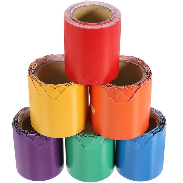 6 Rolls Blackboard Border Stickers Wave Adhesive Border Stickers Classroom Bulletin Border for Bulletin