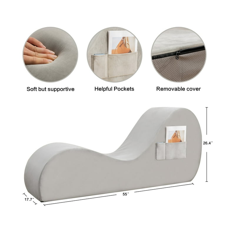 Yoga Lounge Chair Yoga Couch Yoga Chaise Lounge with Washable Cover Side Pockets Non Slip Bottom for Bedroom Living Room Yoga Chair for Exercise