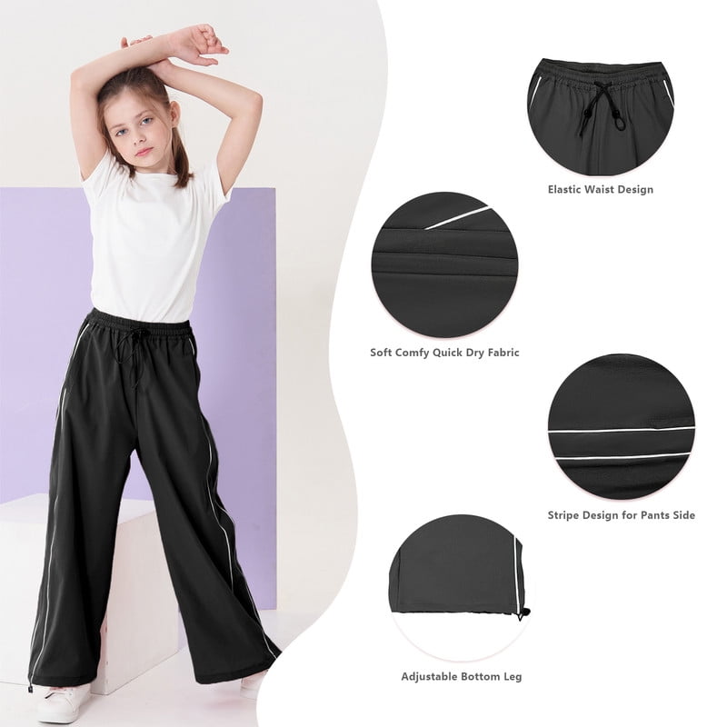 Rolanko Parachute Pants for Girls Y2K Cargo Trousers with Pockets Harajuku Jogger Pants