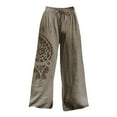 thumbnail image 4 of yunLCZ Womens Dress Pants Holiday Style Retro Linen Floral Ethnic Print Casual Pants For Women – Comfortable Relaxed Fit Perfect For Summer Beach And Vacation Wear Business Work Casual Pants, 4 of 4