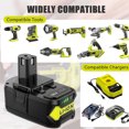 thumbnail image 2 of 2Pack for ryobi p108 18v high capacity 8.0Ah battery 18v lithium-ion one+ plus, 2 of 8