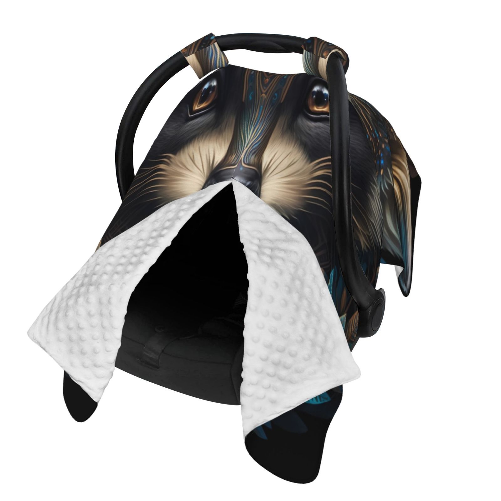 Naloa Tribal Style Raccoon Baby Car Seat Cover, Breathable Baby Carrier Cover, Multiuse Baby Carrier Cover & Nursing Breastfeeding Cover