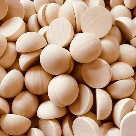 Hesmartly 100 Pieces Half Wood Balls 20mm Diameter Split Balls for DIY Projects and Craft Supplies