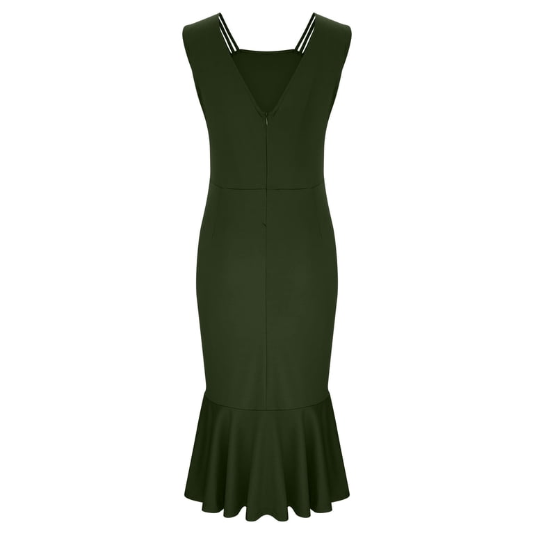 Pejock Women Evening Party Wedding Guest Dresses Casual V-Neck Solid Backless Wrinkle Sleeveless Dress Skirt Green M (US Size:6) - Walmart.com Pejock Women Evening Party Wedding Guest Dresses Casual V-Neck Solid Backless Wrinkle Sleeveless Dress Skirt Green M (US Size:6) - Walmart.com
