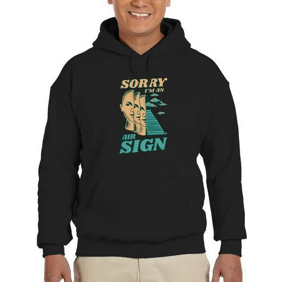 Smartprints Mens Graphic Hoodie Black - Sorry I'm An Air Sign Cotton Blend Regular Fit