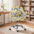 thumbnail image 2 of Xixirimido Lemon Blue Floral Pattern Swivel Armchair Accent Dining Chair Cover, Stretch Mid-Back Office Desk Chair Slipcover Leisure Arm Chair Protector Soft Covers for Home, 2 of 7