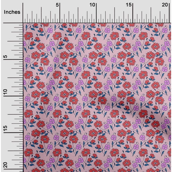 oneOone Polyester Lycra Fabric Leaves & Floral Block Fabric Prints By Yard 56 Inch Wide