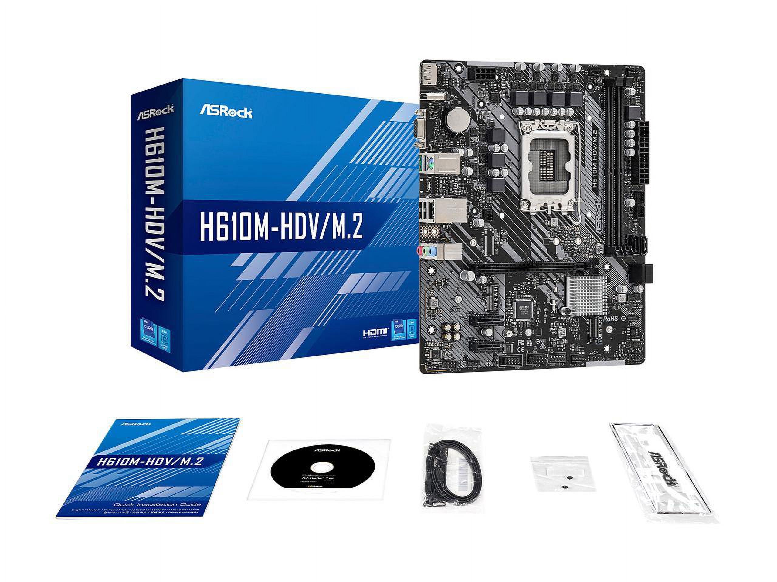 ASRock H610M-HDV/M.2 LGA 1700 Intel H610 SATA 6Gb/s DDR4 Micro ATX  Motherboard