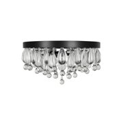 Kenroy Home Cascade 13'' Flush Mount Ceiling Light Fixture with Tiered Rows of Cascading Glass Crystal Beads for Entryway, Living Room, Dining Room, or Bedroom, Black