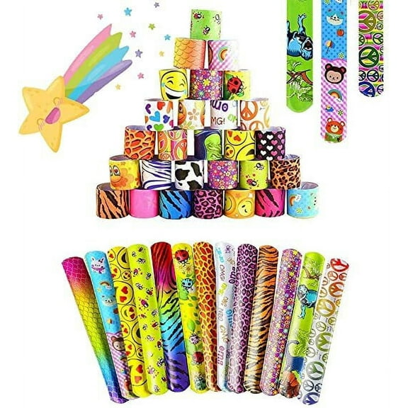 MMTX Slap Bracelets 55Pcs Slap Bracelets Gadgets Snap Bracelets for Party Birthday Birthday Favors Party Supplies Favors for Kids, Girls and Boys