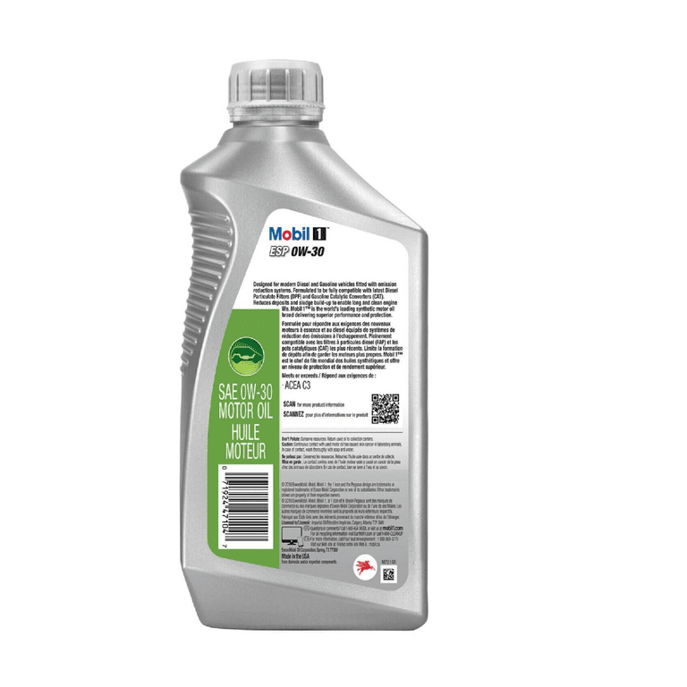 Mobil 1 ESP Full Synthetic Motor Oil 0W-30, Pack of 2