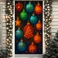 thumbnail image 4 of Decoraciones de la Puerta de Navidad Cortina de la Puerta de Navidad 180x90cm Diseño de la Escena Cubierta de Fondo Decoraciones de Navidad de Poliéster para el Hogar, 4 of 6