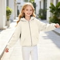 thumbnail image 2 of YOUYEDIAN Jackets for Girls Fall Winter Full Zip up Hooded Jacket Casual Long Sleeve Fleece Hoodie, 2 of 5