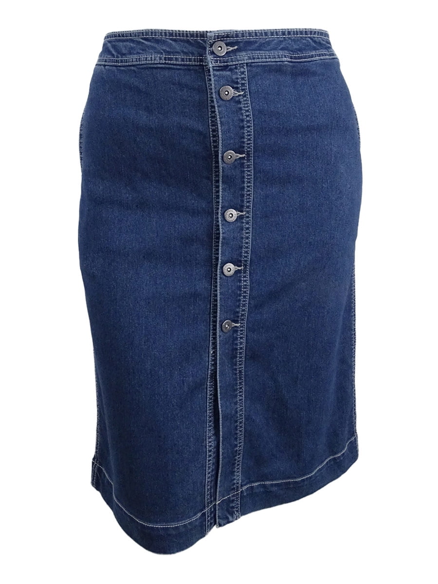 Style & Co. Women's Petite Button-Front Denim Skirt - Walmart.com