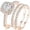 Rose Gold, variant on Silver Rose Gold Three-in-One Wedding Engagement Bridal Halo Ring Set