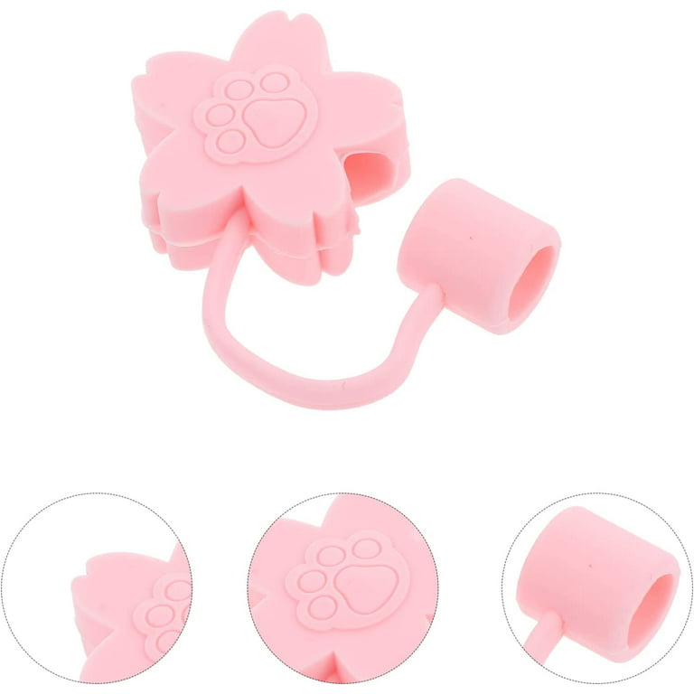 6pcs Straw Cover Cap Reusable Silicone Straw Toppers Drinking Flower Shape  Straw Tips Lids Cute Straws Plugs Straw Protectors Drinking Dust Cap Pink-1  