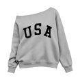 thumbnail image 3 of Arlun Girls off the Shoulder Sweatshirt for Back to School Season Oversized Drop Shoulder Long Sleeve Hoodless Pullover Top Fall Winter Letter Print Baggy Cozy Sweatshirts 160, 3 of 4