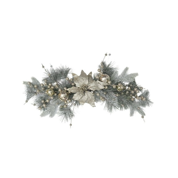 LanSuare 2.3FT Christmas Norfolk Pine Garland, Real Touch Artificial Garlands with Pine Cones, White Berries, Bows, Faux Winter Garland for Table, Mantle, Fireplace, Xmas Decorations