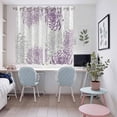 thumbnail image 5 of Purple White Kitchen Curtains 63 Inch Length, Abstract Grey Chrysanthemum Flower Floral Grommet Top Bedroom Living Room Curtains, Light Filtering Cafe Curtain Drapes 2 Panels Set 104''x63'', 5 of 9