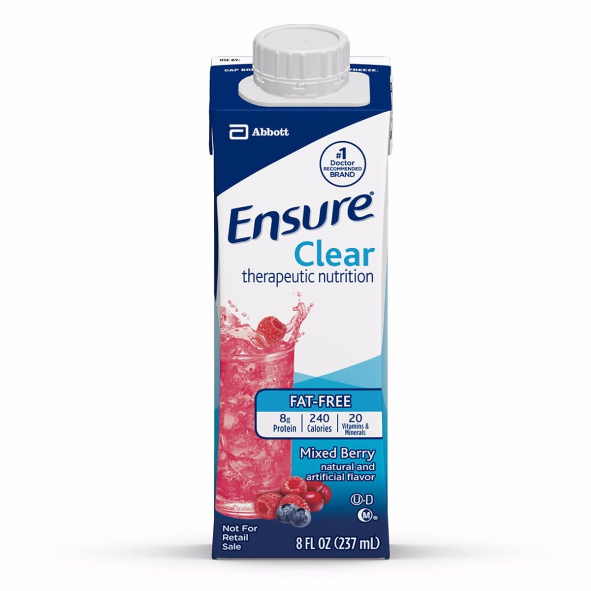 Ensure Clear Liquid Drink, Mixed Berry, 8 oz, Case (24 ct), Recloseable
