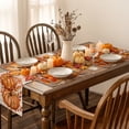 thumbnail image 5 of Smile Dot Pumpkins Leaves Fall Placemats Set of 4 for Table Runner, Wooden Plank Texture Kitchen Dining Table Decoration for Indoor Party 12x18 Inch, 5 of 6