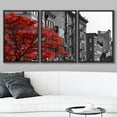 thumbnail image 2 of wall26 - Red Tree NYC Street Scene - Framed Canvas Art Wall Art - 16"x24"x3 Black, 2 of 5