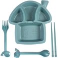 thumbnail image 1 of Ensemble de Vaisselle pour Enfants 4 Pcs Assiette Divisée Fourchette Cuillère pour Tout-Petits, 1 of 5