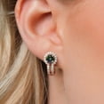 thumbnail image 3 of Gem Stone King 18K Rose Gold Plated Silver Green Mystic Topaz and White Created Sapphire Earrings for Women (1.60 Cttw, Gemstone Birthstone, Round 5MM), 3 of 6