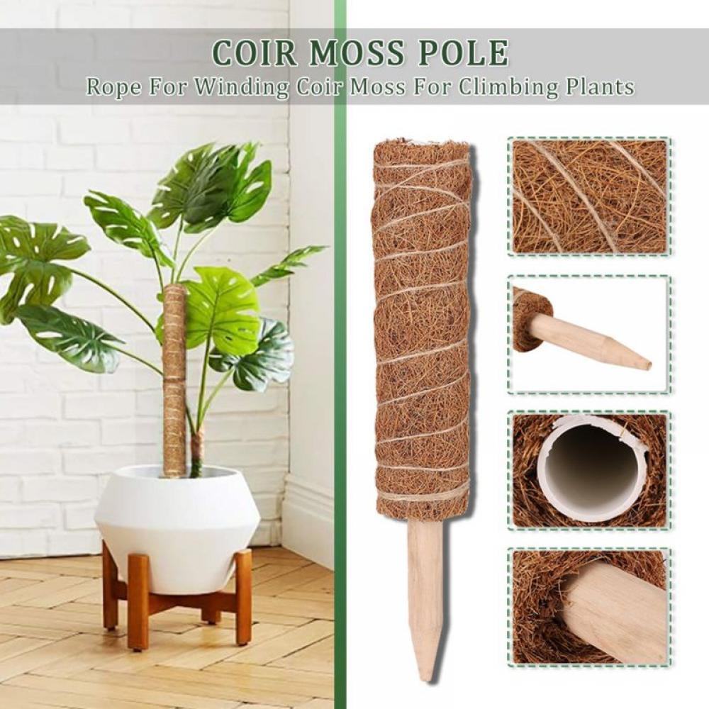 Creepers 4Pack Coir Stick Plant Support Extension Climbing Indoor Plants JAPI Coir Totem Pole 15 Inches Coir Moss Stick with 40 Plant Wrap Tie 