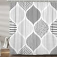 thumbnail image 3 of Grey Shower Curtain, Gray Retro Bohemian Geometric Fabric Shower Curtains Set for Bathroom Decorative, Boho Modern Abstract Paisley Restroom Decor Accessories with Hooks 72X72 Inch, 3 of 6