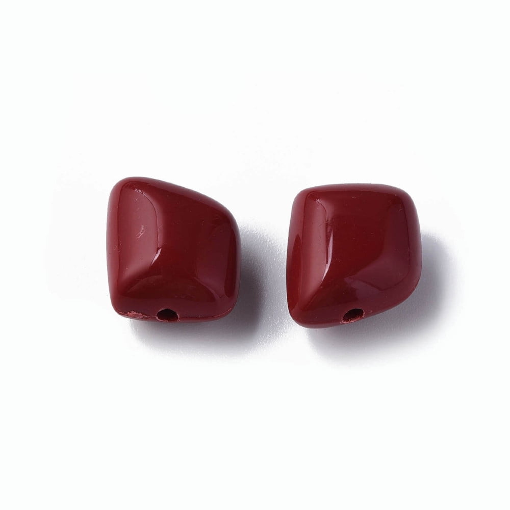 Opaque Acrylic Beads Polygon Dark Red 17.5x15.5x11mm Hole: 2mm about 230pcs/500g