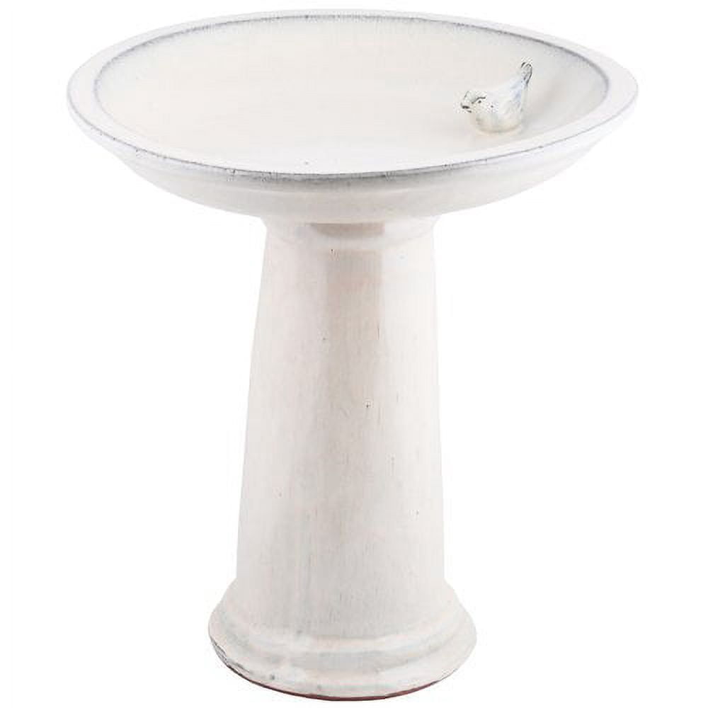 Esschert Design FB422 Bath on Pedestal with Bird, Ceramic, Blue
