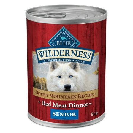 Blue Buffalo Wilderness Rocky Mountain Recipe High Protein Red Meat Wet Dog Food for Senior Dogs, Grain Free, 12.5 oz. Can