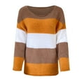 thumbnail image 2 of Vedolay Women's Fall Tops Women's Sweaters V Neck Long Sleeve Color Block Striped Casual Knit Pullover Tops,Yellow XL, 2 of 4