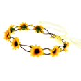 thumbnail image 1 of 3Pcs Mariage Festivals Floral Bande de Cheveux Réglable Ruban Marguerite Fleur Bandeau Couronne (Jaune), 1 of 2