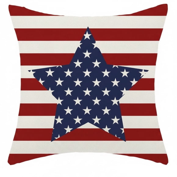 HBYJLZYG Independence Day Patriotic Throw Pillow, Red White Blue Fade Resistant Decorative Cushion, Hidden Zipper Soft Pillow for Indoor Outdoor 4th of July Holiday Home Decor