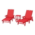 thumbnail image 3 of WestinTrends Malibu 3-Piece Outdoor Chaise Lounge Set with Side Table, All-Weather Poly Lumber, 5-Position Backrest, Pool Patio Furniture, Red, 3 of 14