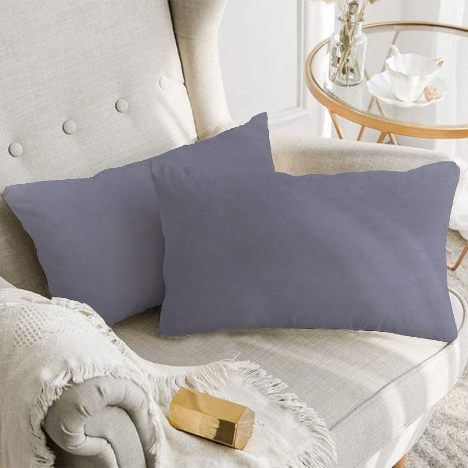 A1HC 12x20 Inch Rectangular Decorative Velvet Throw Pillow Covers, Set of 2, Slat Grey – Soft, Luxurious Cushion Covers for Sofa, Bed & Home Decor