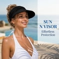 thumbnail image 4 of Gsakboxl Women UPF50+ Foldable Ponytail Sun Visor Cap, Ice Feel Lightweight Large Brim Empty Top Sports Hat for Outdoor Workout Hiking Cowboy Hat Black One Size, 4 of 7